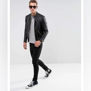 Diesel L-marton Leather Jackets In Black, Size Large